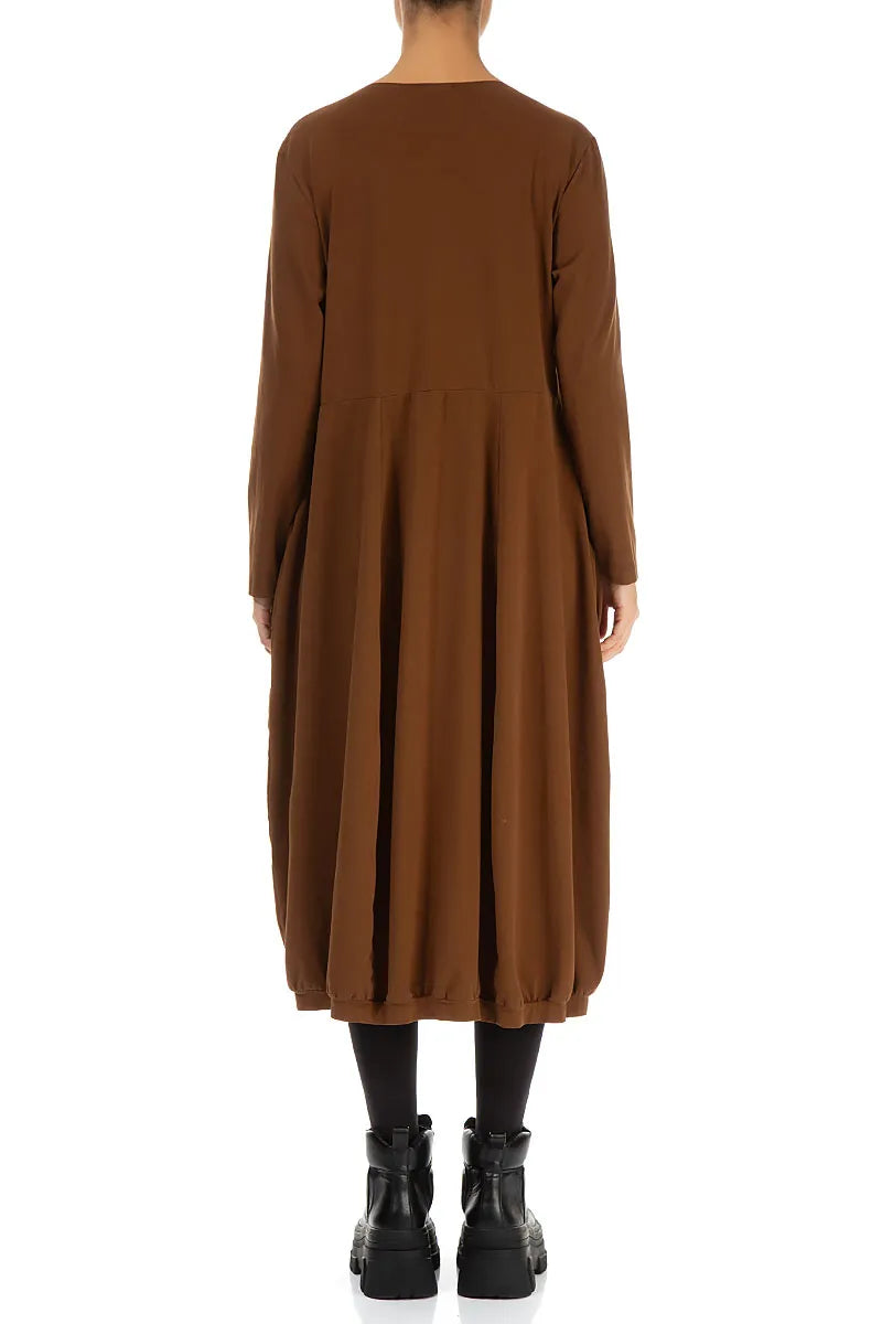 V-Neck Aged Copper Cotton Dress 2