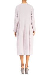 V-Neck Balloon Dotty Lilac Silk Dress 2