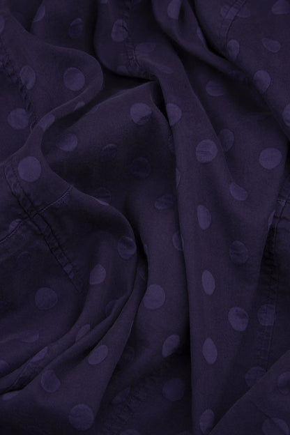Flared Dotty Royal Purple Silk Cotton Dress 5