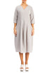 V-Neck Balloon Beige Linen Dress 1