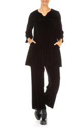 V-Neck Black Silk Velvet Tunic 4