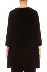 V-Neck Black Silk Velvet Tunic 2