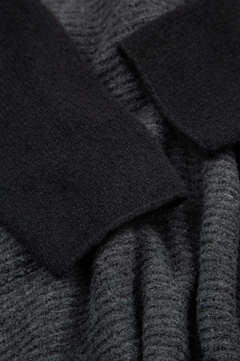 V-Neck Black &amp; Dark Grey Wool Sweater