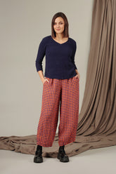 V-Neck Blue Violet Linen Viscose Blouse 6