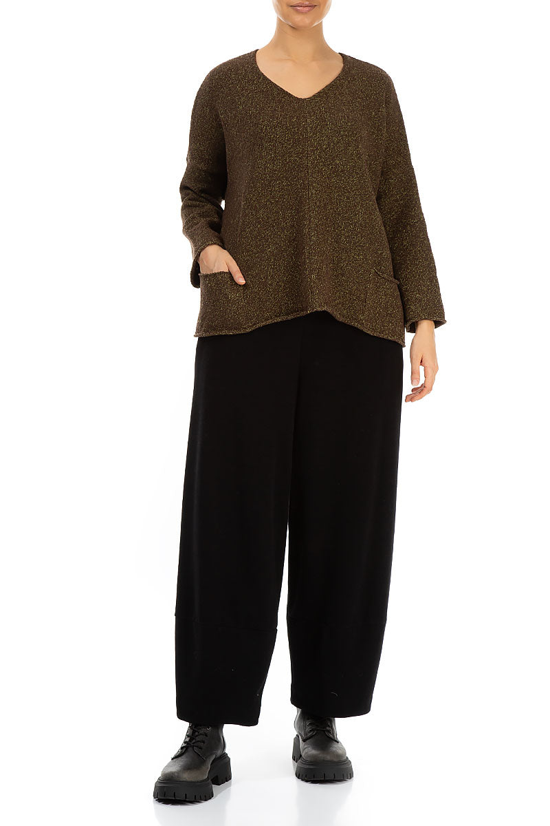 V-Neck Brown Cotton Sweater