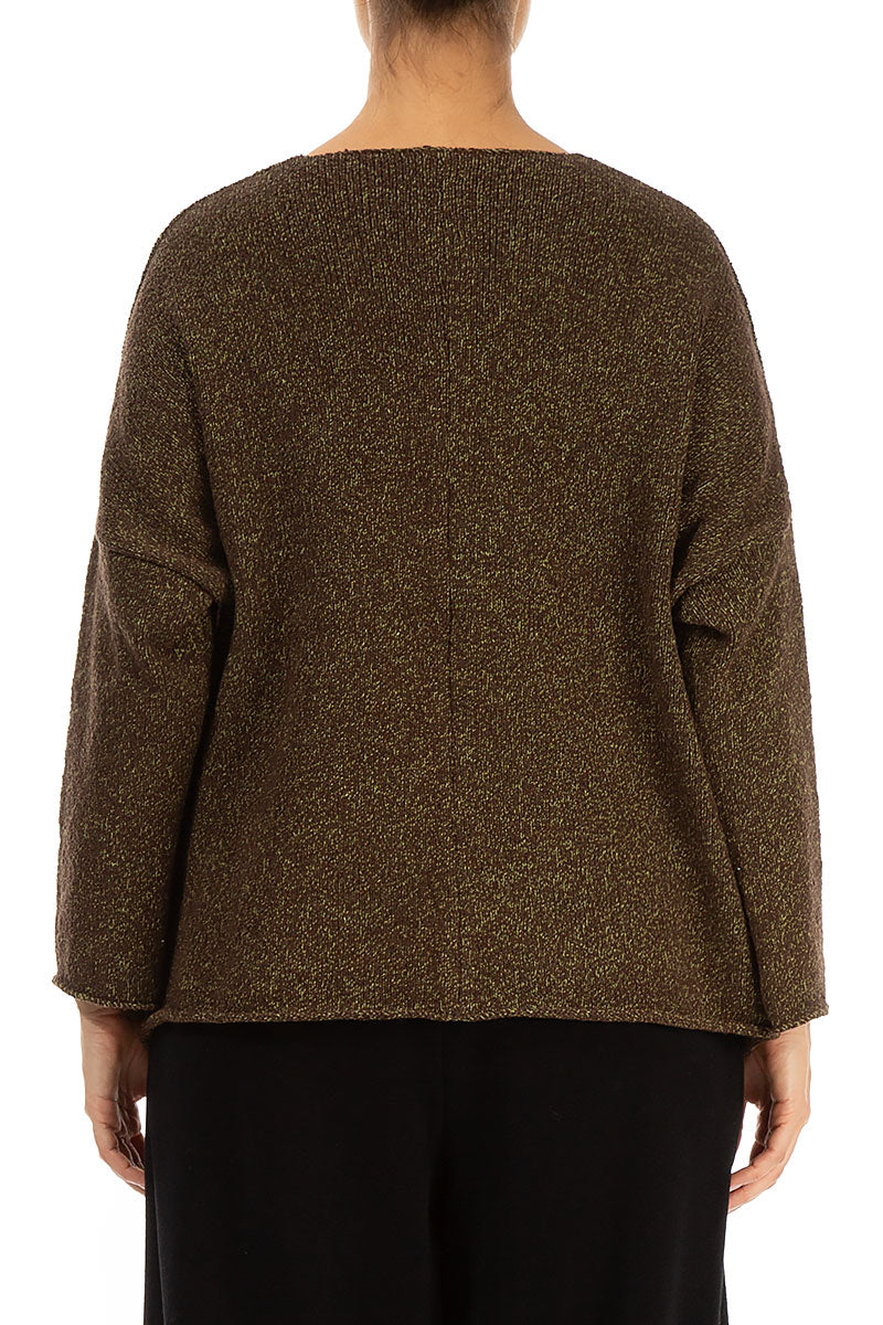 V-Neck Brown Cotton Sweater