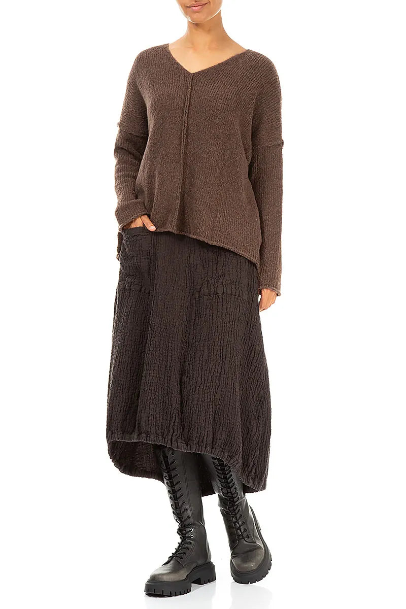 V-Neck Brown Wool Sweater 4