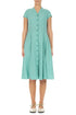 V-Neck Buttoned Mint Linen Dress 1
