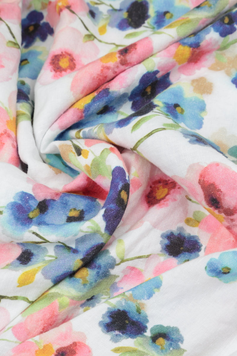 V-Neck Buttoned Primrose Linen Dress