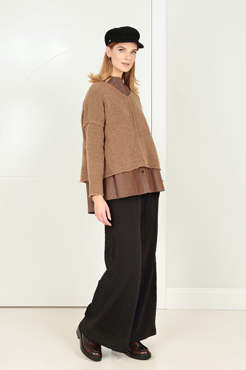 V-Neck Caramel Wool Sweater 7