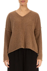 V-Neck Caramel Wool Sweater 1