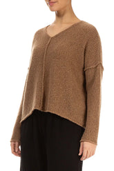 V-Neck Caramel Wool Sweater 3