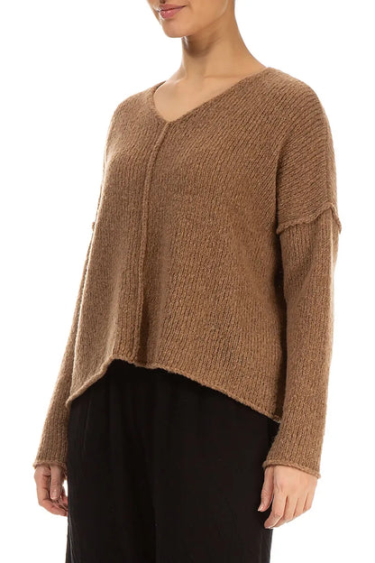 V-Neck Caramel Wool Sweater 3