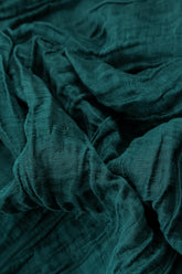 V-Neck Crinkled Peacock Silk Linen Dress 5