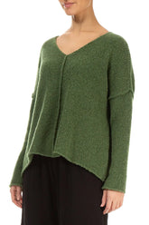 V-Neck Dark Sage Wool Sweater 3