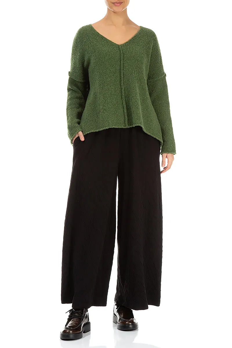 V-Neck Dark Sage Wool Sweater 4