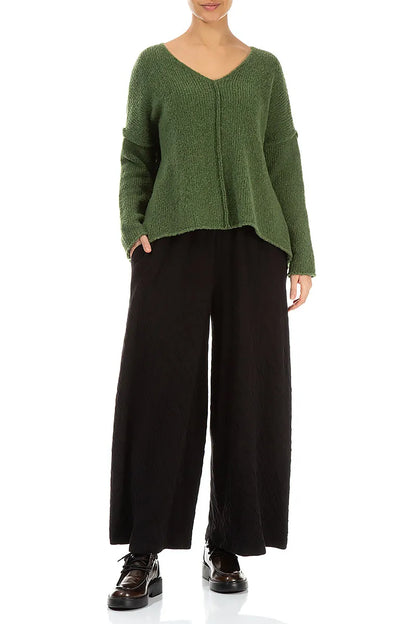 V-Neck Dark Sage Wool Sweater 4