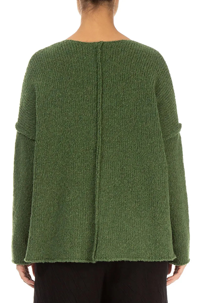 V-Neck Dark Sage Wool Sweater 2