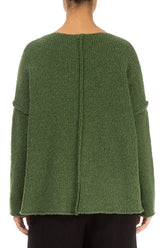 V-Neck Dark Sage Wool Sweater 2