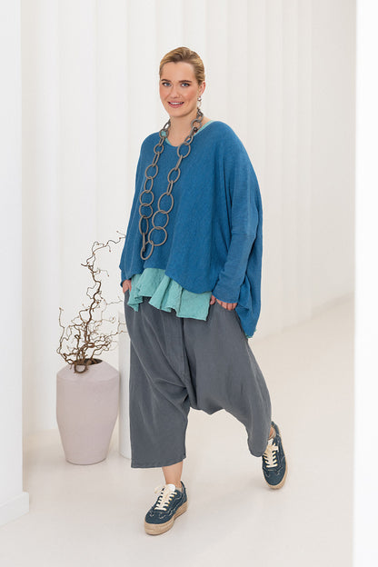 V-Neck Denim Linen Jumper 1