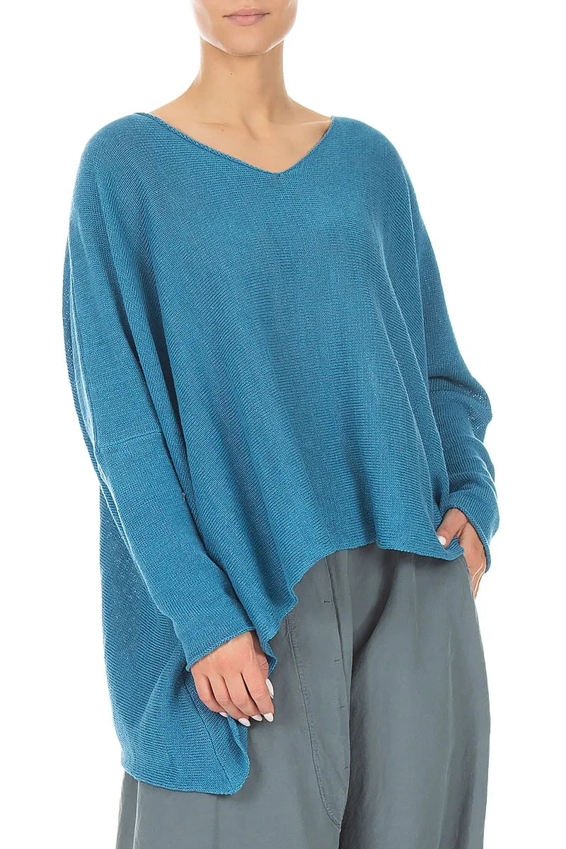 V-Neck Denim Linen Jumper 4