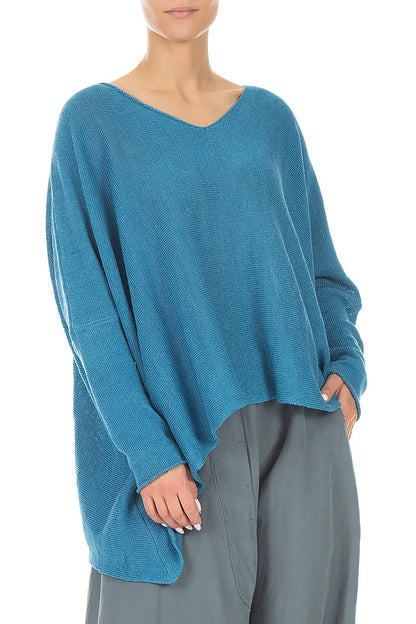 V-Neck Denim Linen Jumper 4