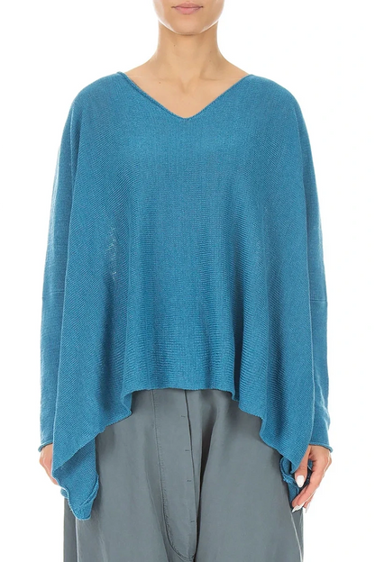 V-Neck Denim Linen Jumper 2