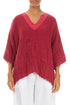V-Neck Distressed Raspberry Handwoven Linen Blouse 1