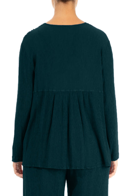 V-Neck Emerald Silk Viscose Blouse