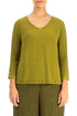 V-Neck Golden Lime Linen Viscose Blouse 1