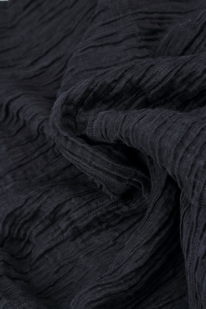 V-Neck Graphite Blue Crinkled Silk Tunic 5