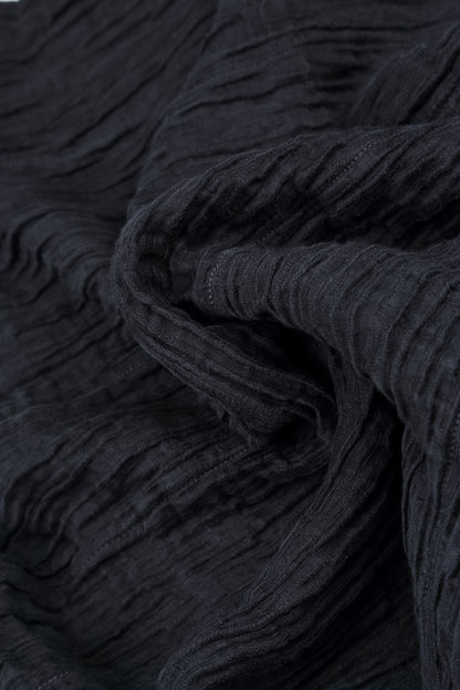 V-Neck Graphite Blue Crinkled Silk Tunic 5