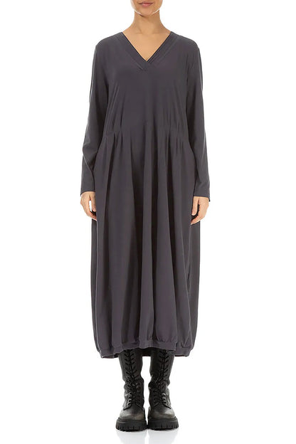 V-Neck Graphite Cotton Dress 1