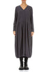 V-Neck Graphite Cotton Dress 1