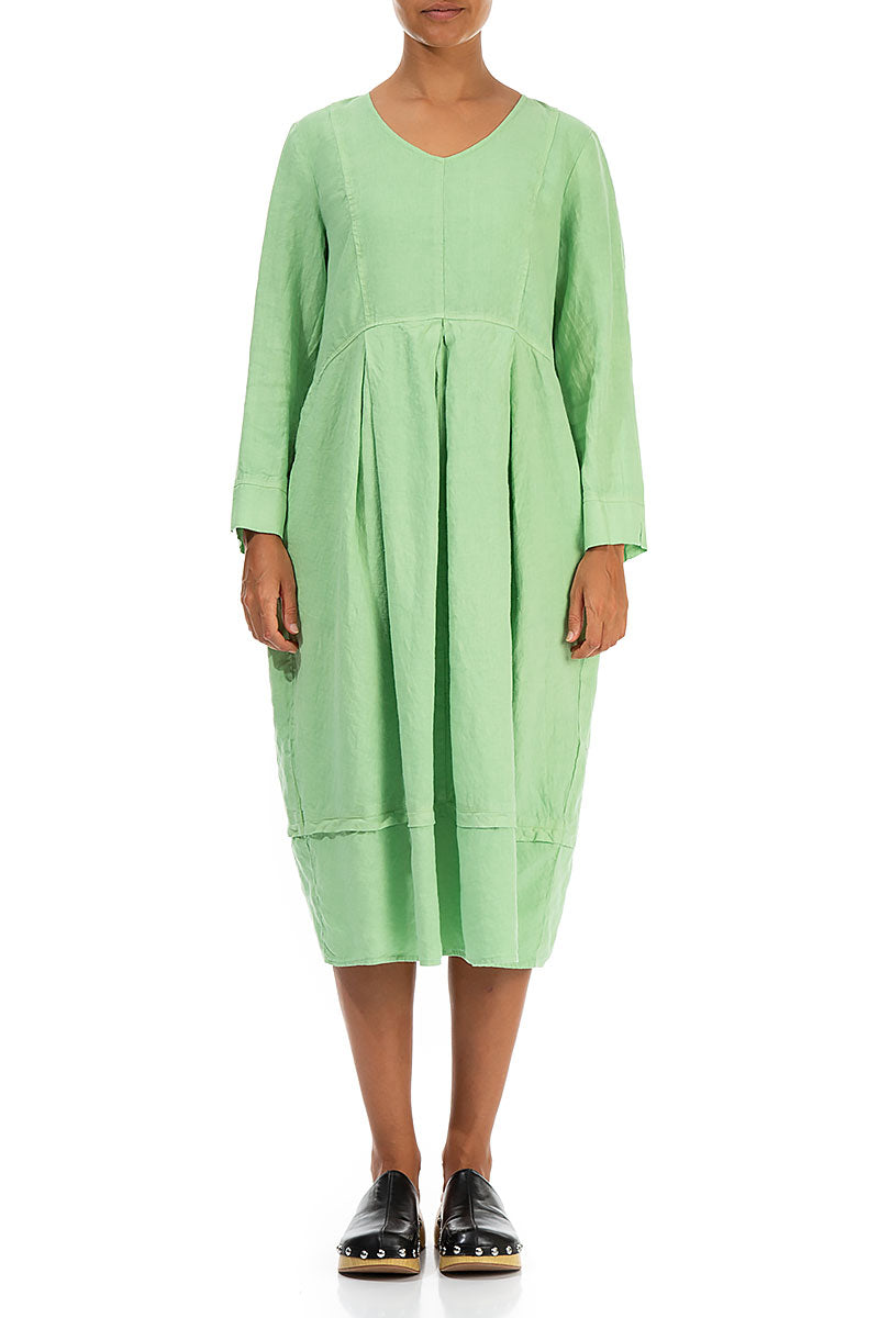V-Neck Green Sorbet Linen Dress