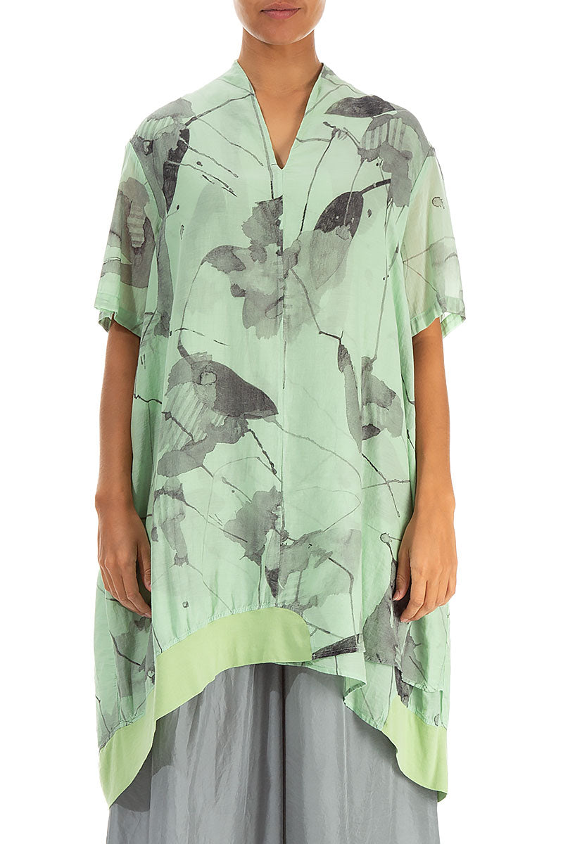 V-Neck Green Sorbet Mirage Silk Cotton Tunic