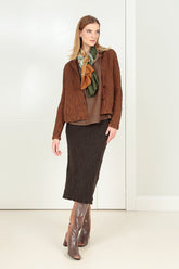 V-Neck Layered Aged Copper Silk Cotton Blouse 6