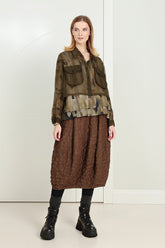 V-Neck Layered Terra Silk Cotton Blouse 7