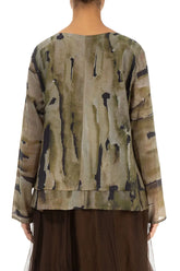 V-Neck Layered Terra Silk Cotton Blouse 2