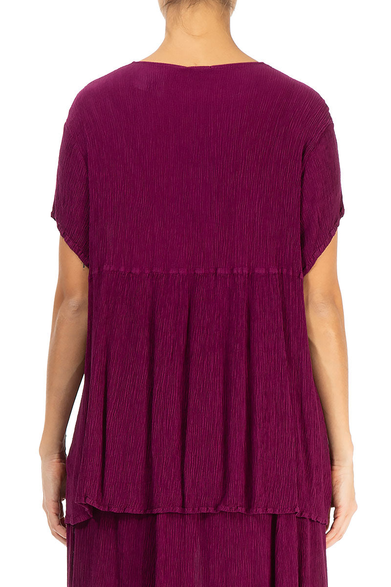 V-Neck Magenta Silk Viscose Blouse