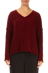 V-Neck Maroon Wool Sweater 1