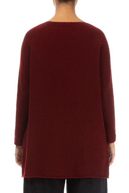 V-Neck Maroon Wool Sweater