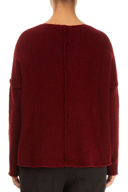V-Neck Maroon Wool Sweater 2