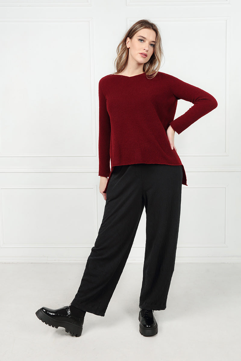 V-Neck Maroon Wool Sweater