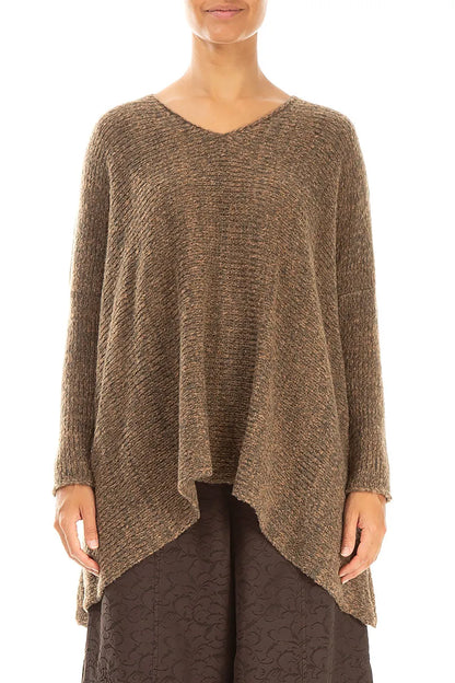 V-Neck Mélange Caramel Sweater 1
