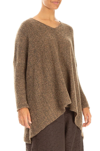 V-Neck Mélange Caramel Sweater 3