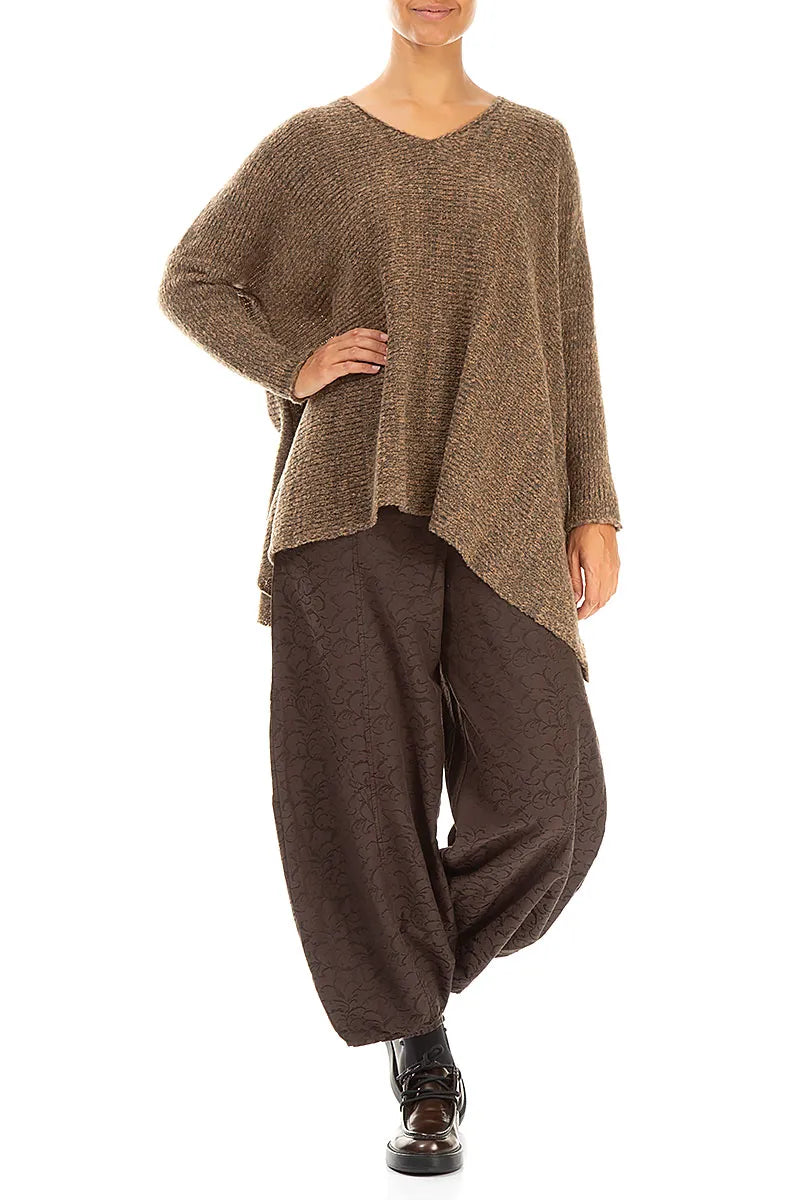 V-Neck Mélange Caramel Sweater 4