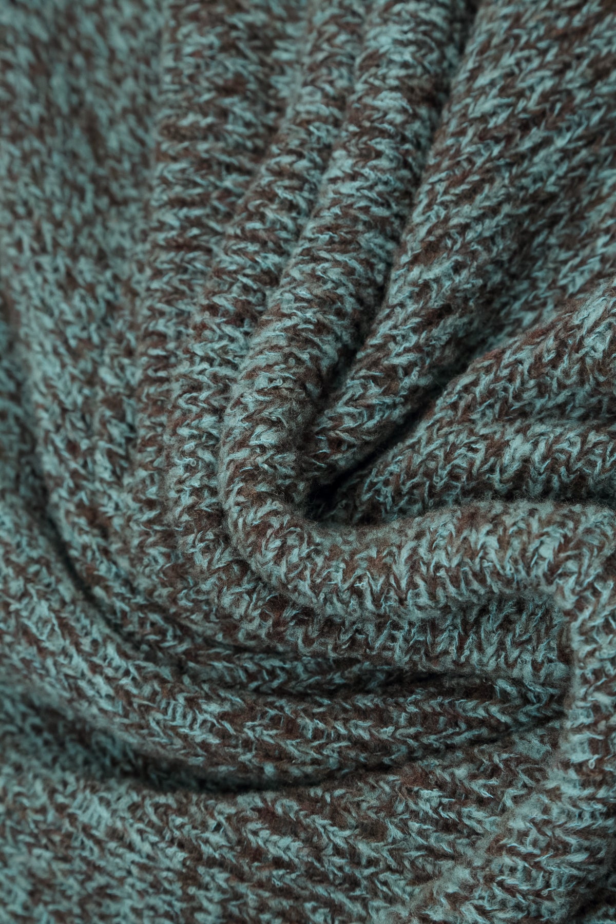 V-Neck Mélange Ice Blue Brown Wool Sweater 5