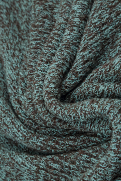 V-Neck Mélange Ice Blue Brown Wool Sweater 5