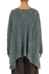V-Neck Mélange Ice Blue Brown Wool Sweater 2